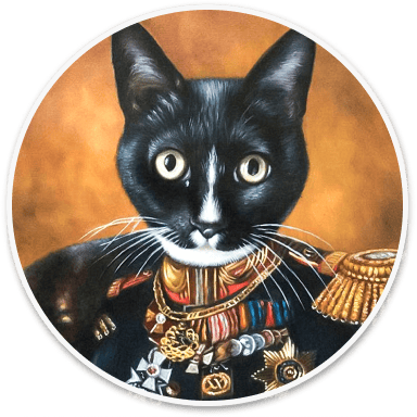 The finished hand-painted royal pet portrait ready for preview